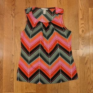 Red, pink, orange chevron blouse